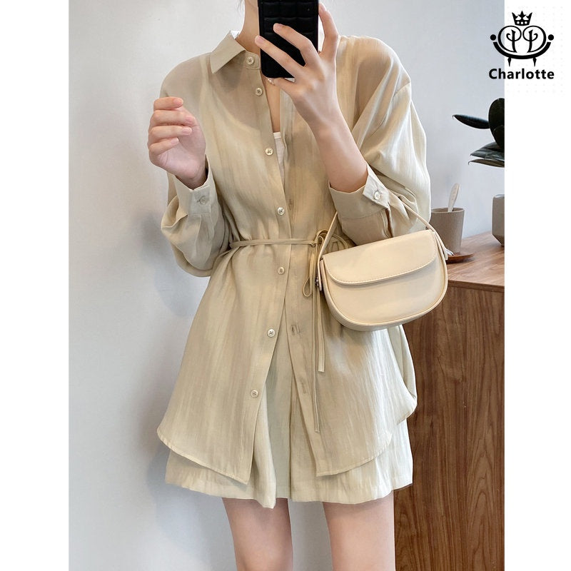 French drapey breathable summer shade Tencel suit two-piece suit [CHSH94]