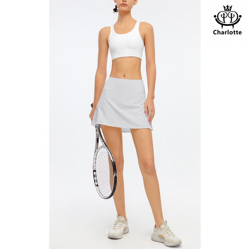 Fashionable and elegant Lycra sports tennis skirt yoga pants skirt fake two-piece fitness pants skirt [YOGA04]