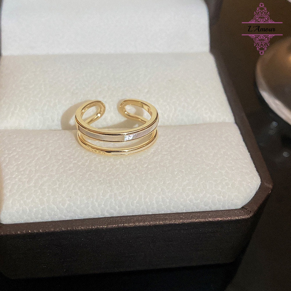 INS style slightly luxurious and high-end index finger ring, fashionable electroplated open ring with adjustable finger circumference [LA136]