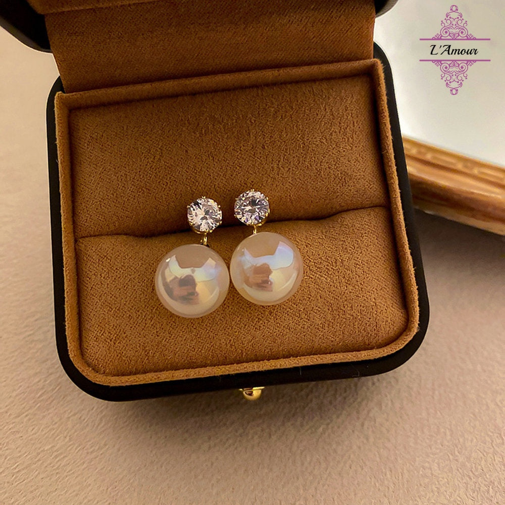 Bubble Fairy Tale Mermaid Pearl Earrings Pearl Earrings with Diamond Earrings [LA135]