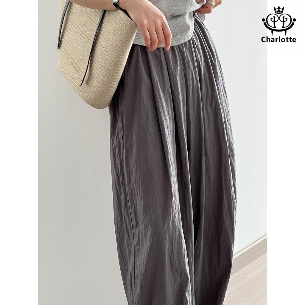 Korean thin pleated casual pants, wide-leg pants, high-waisted slimming trousers [CHTR20]