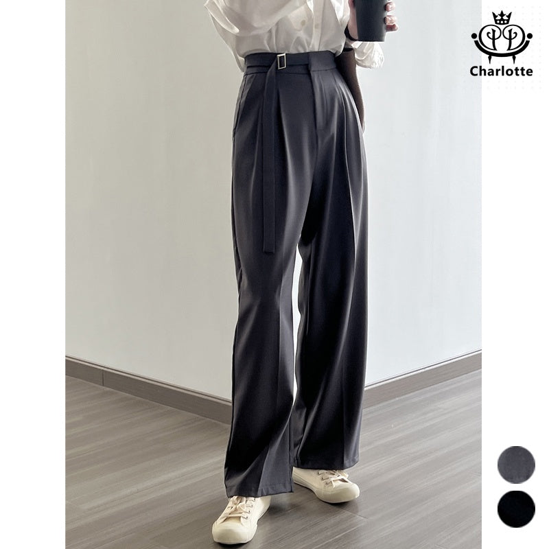 Fashionable wide-leg suit pants, high-waisted solid color straight pants [CHTR26]