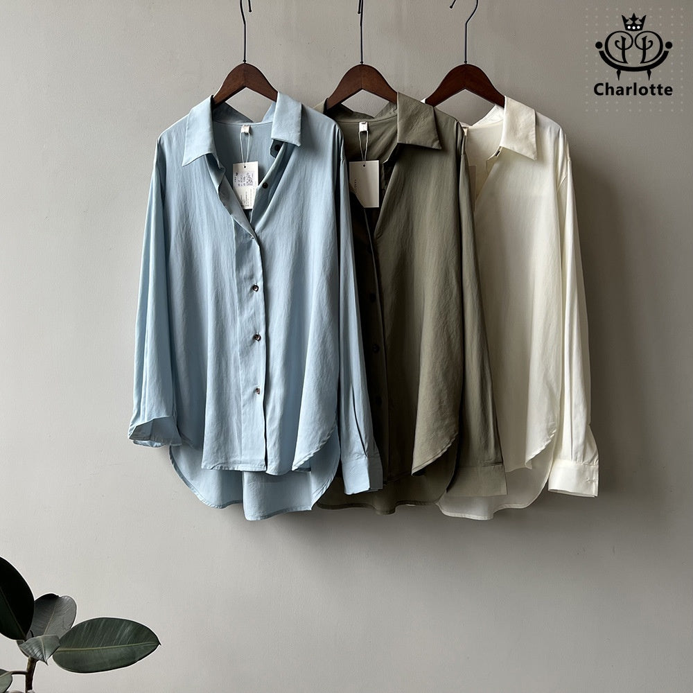 French retro long-sleeved Tencel shirt, versatile and temperamental commuter shirt [CHSH103]