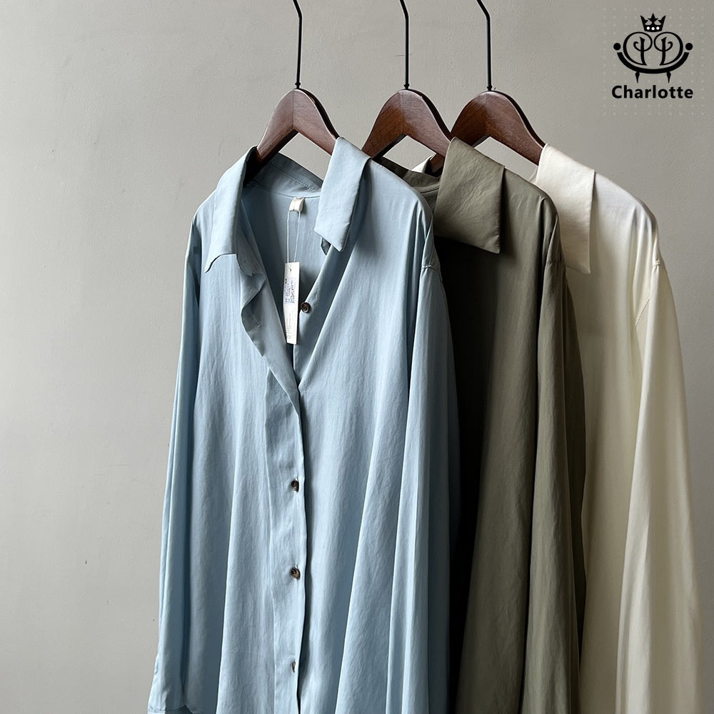 French retro long-sleeved Tencel shirt, versatile and temperamental commuter shirt [CHSH103]