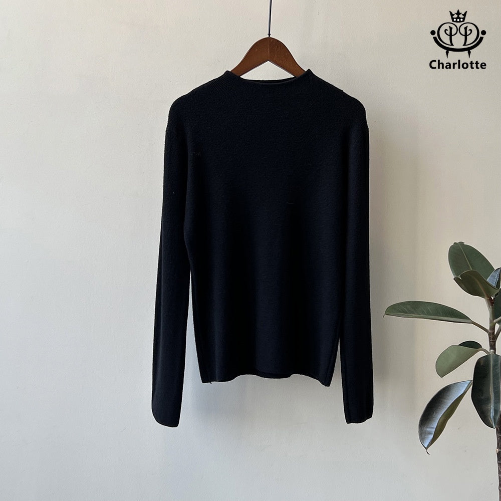 Korean style simple half turtleneck bottoming shirt half turtleneck knitted top [CHSW52]