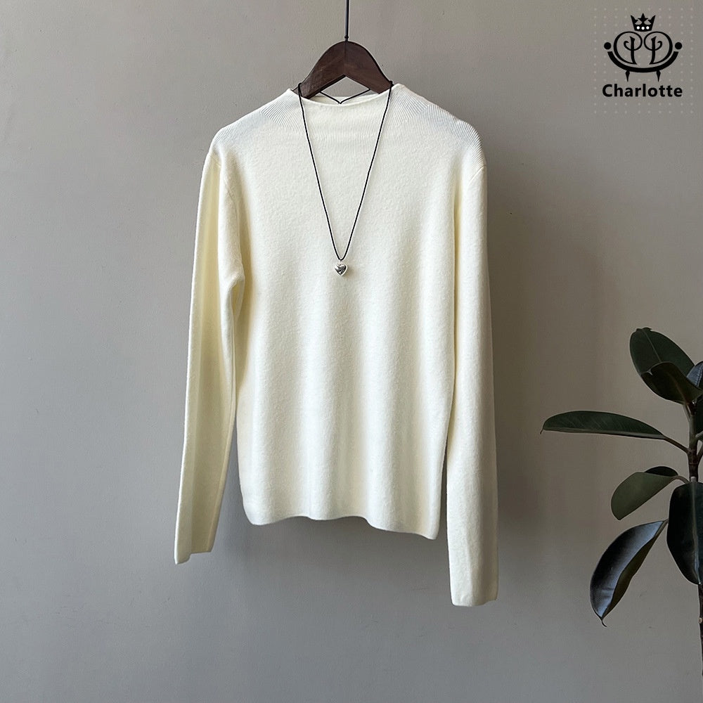 Korean style simple half turtleneck bottoming shirt half turtleneck knitted top [CHSW52]