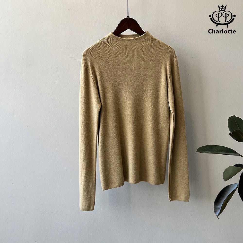 Korean style simple half turtleneck bottoming shirt half turtleneck knitted top [CHSW52]