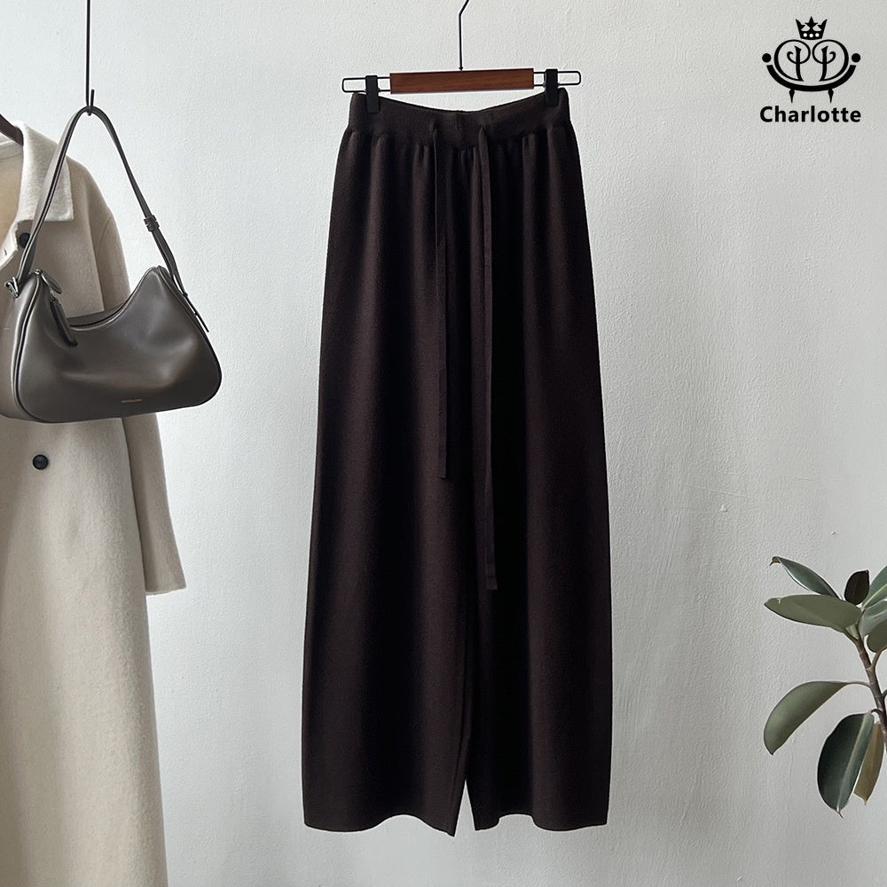 French knitted wide-leg pants and high-waist strappy trousers [CHTR27]