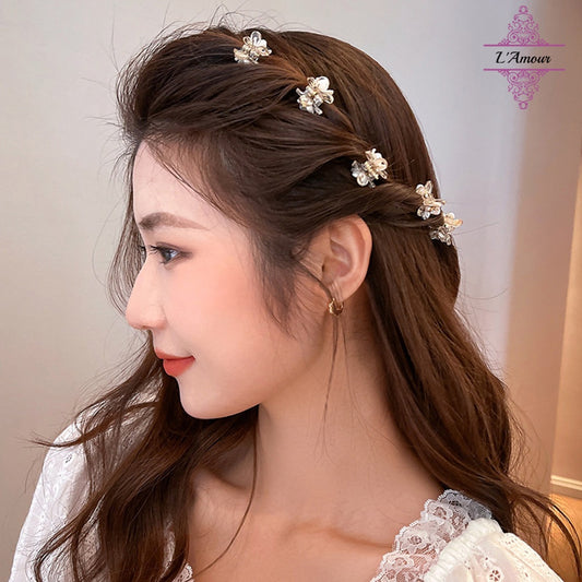 Small fresh diamond-encrusted flower hairpin for hair on the back of the head, small shark clip [LA148]