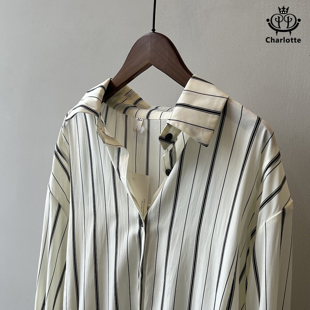 Harajuku style vertical striped shirt long sleeve striped shirt [CHSH106]