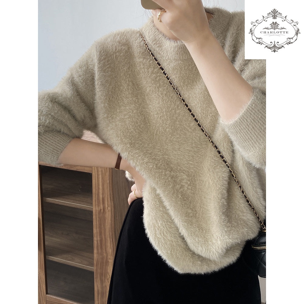 Soft and gentle imitation mink velvet wooly winter warm sweater [CHSW61]