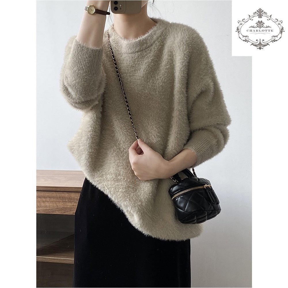 Soft and gentle imitation mink velvet wooly winter warm sweater [CHSW61]