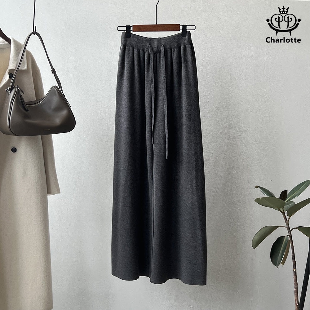 French knitted wide-leg pants and high-waist strappy trousers [CHTR27]