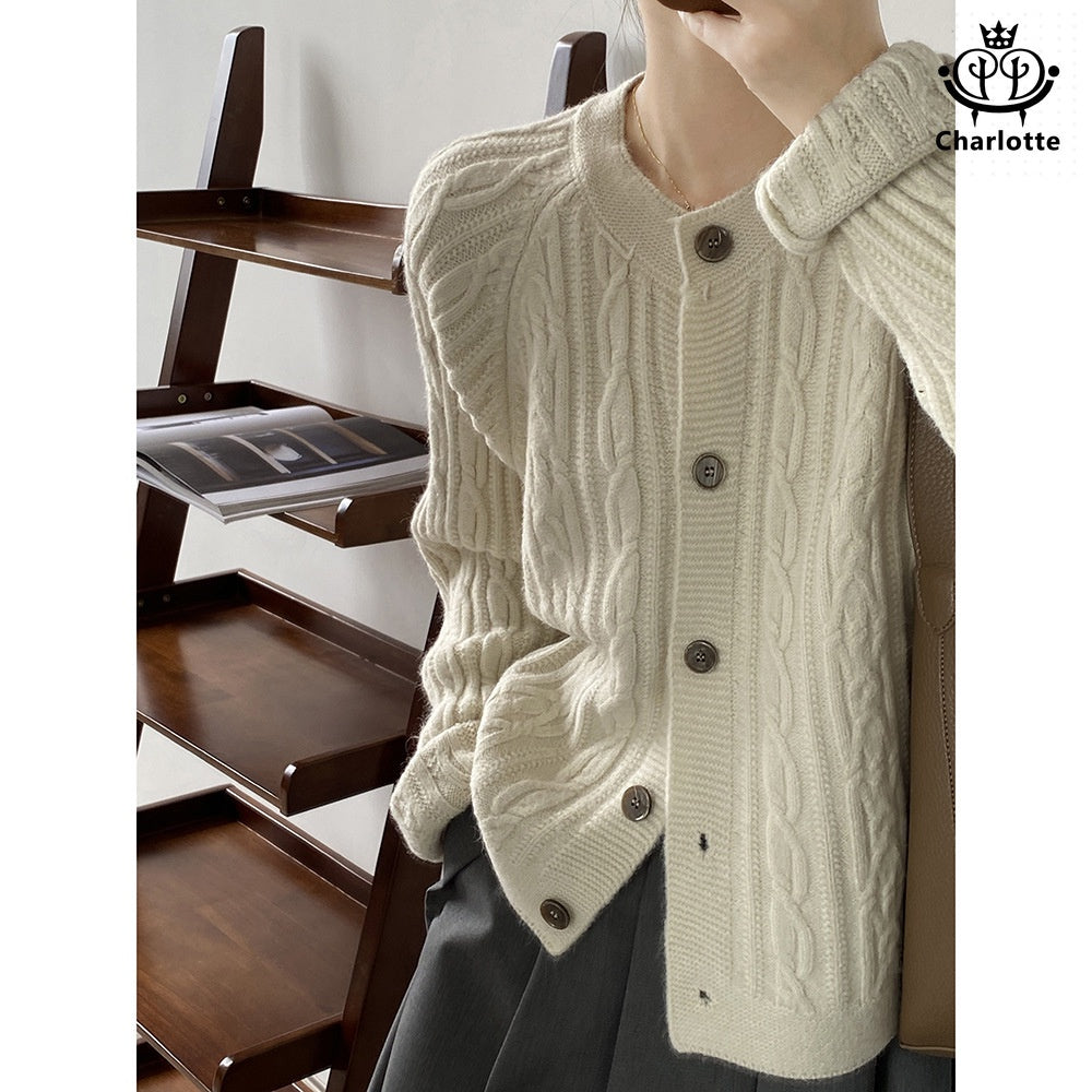 Elegant round neck knitted twist sweater knitted sweater [CHSW50]