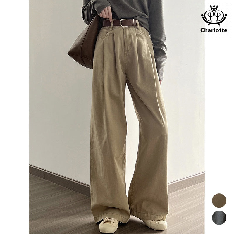 Retro casual loose floor-length trousers and high-waisted jeans [CHJ10]