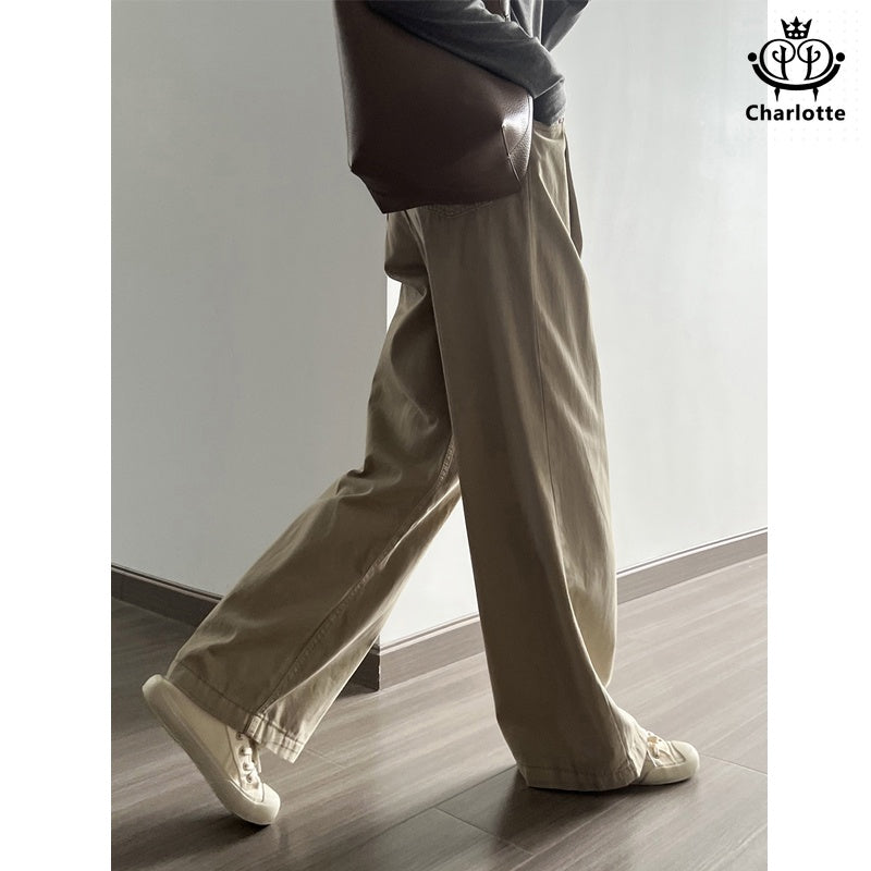 Retro casual loose floor-length trousers and high-waisted jeans [CHJ10]