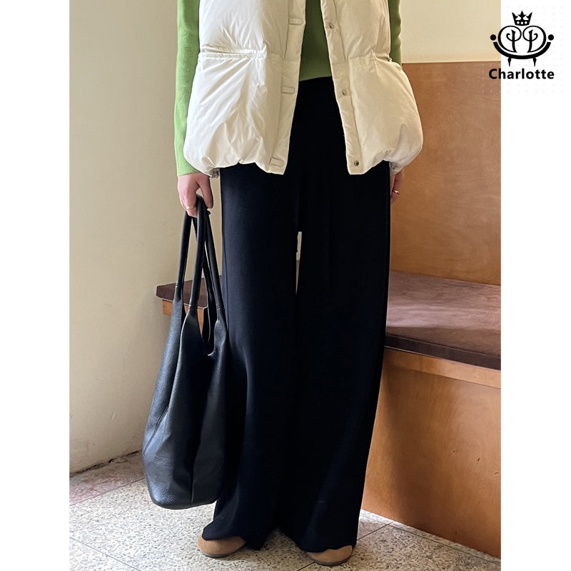 French knitted wide-leg pants and high-waist strappy trousers [CHTR27]