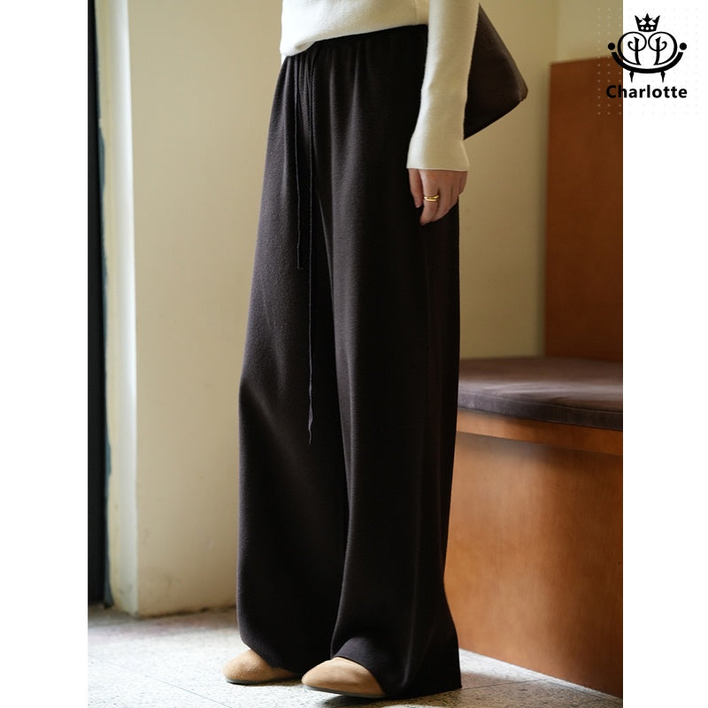 French knitted wide-leg pants and high-waist strappy trousers [CHTR27]