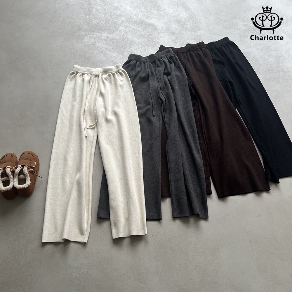 French knitted wide-leg pants and high-waist strappy trousers [CHTR27]