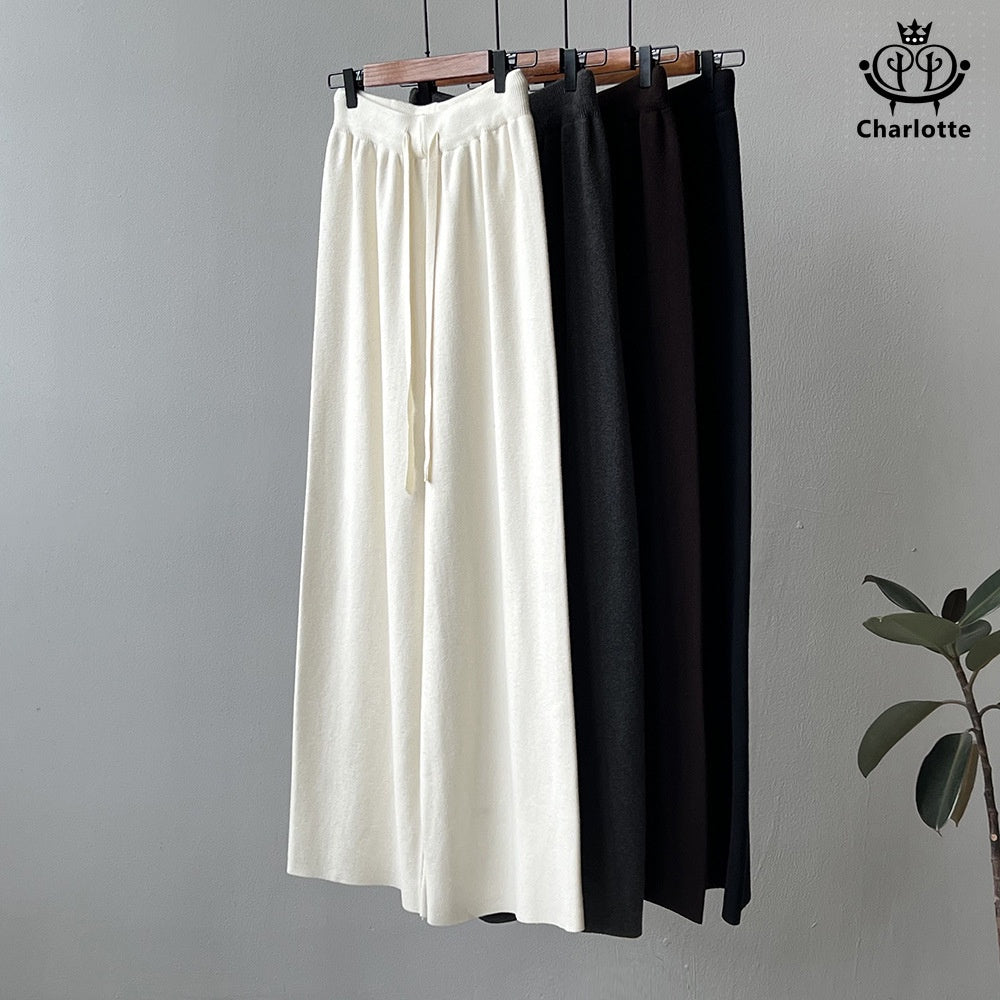 French knitted wide-leg pants and high-waist strappy trousers [CHTR27]