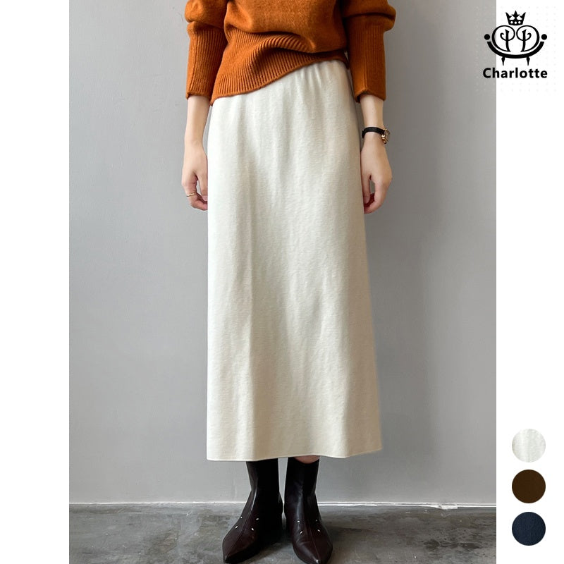 Stretch elastic waist knitted skirt knitted skirt knitted one-step skirt [CHSK123]