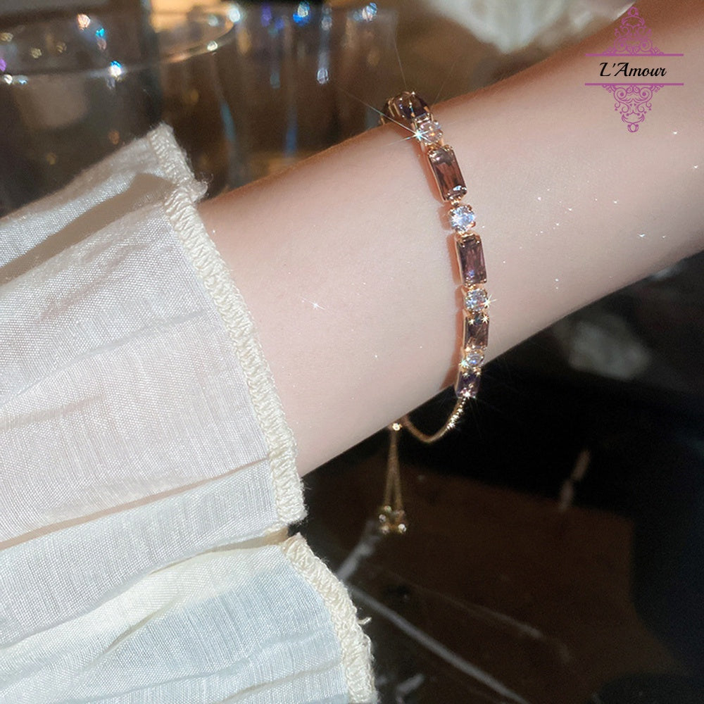 Light luxury purple diamond bracelet pull-out adjustable bracelet [LA147]