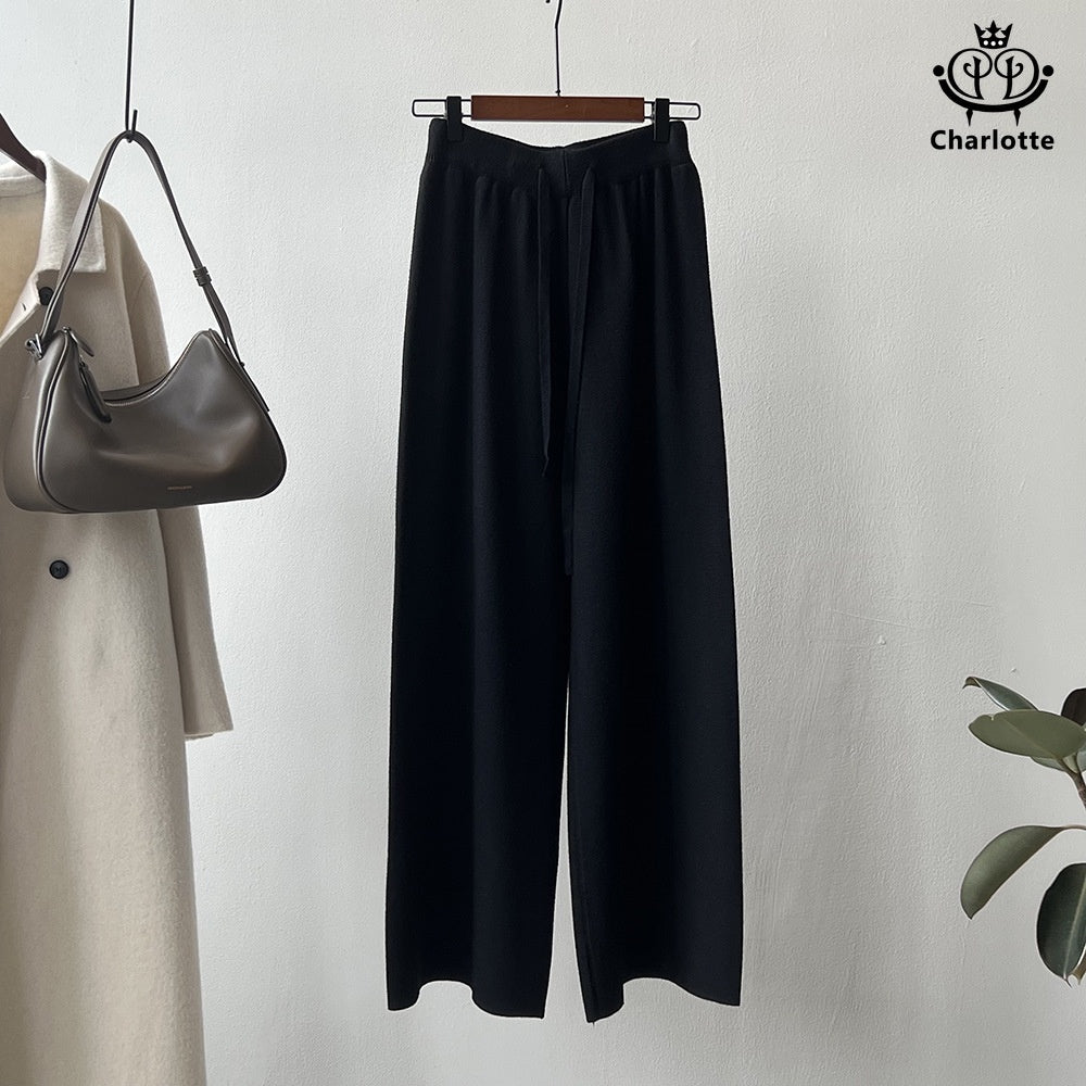 French knitted wide-leg pants and high-waist strappy trousers [CHTR27]