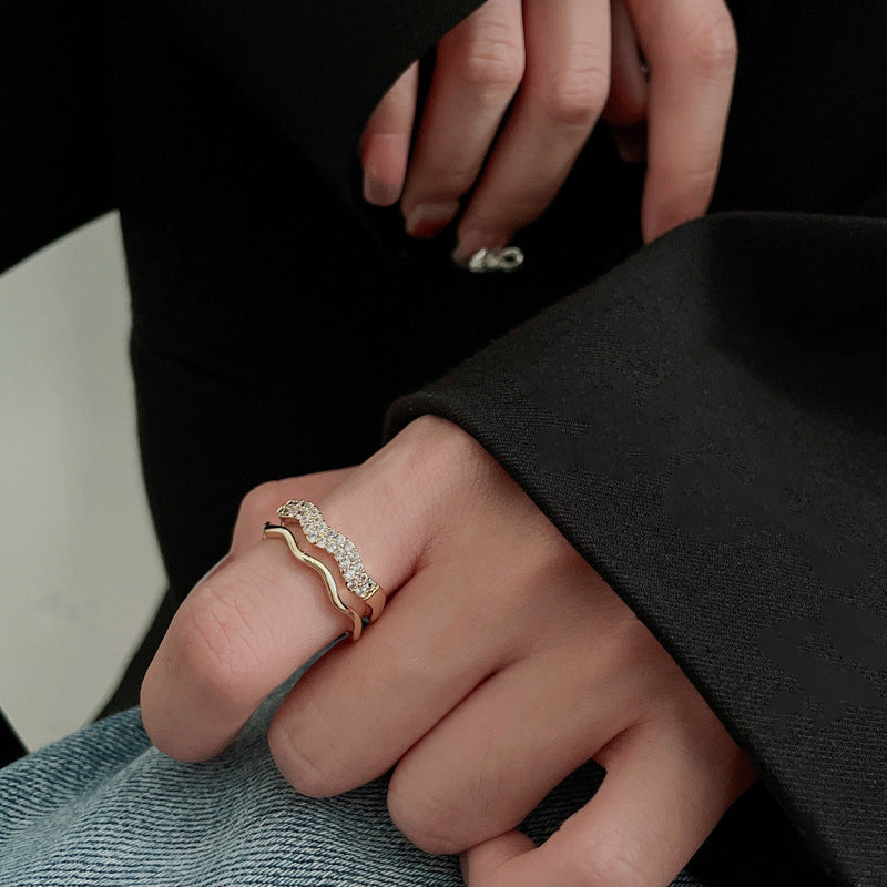 INS style slightly luxurious and high-end index finger ring, fashionable electroplated open ring with adjustable finger circumference [LA136]