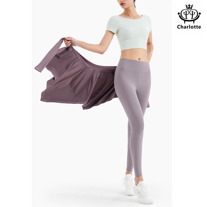 Anti-exposure cover-up one-piece skirt with straps and one-piece skirt yoga skirt [YOGA09]