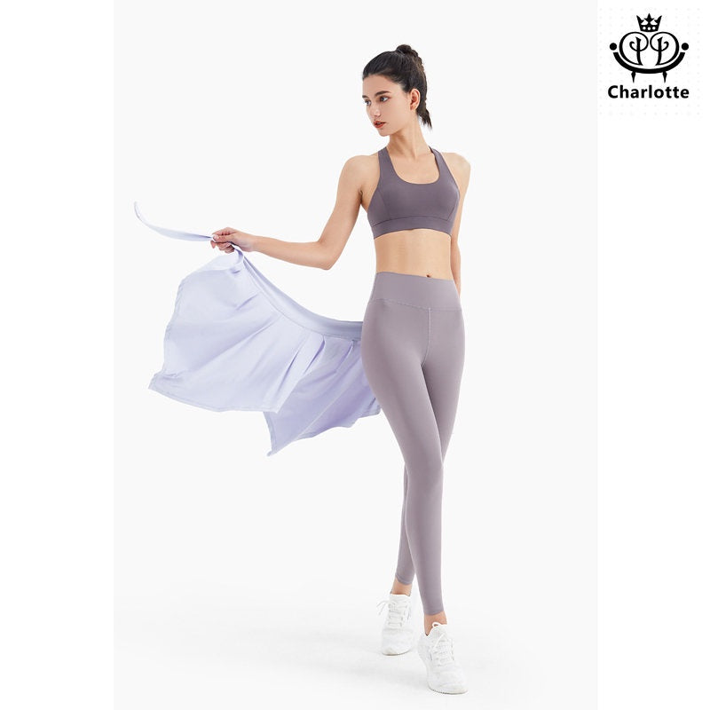 Anti-exposure cover-up one-piece skirt with straps and one-piece skirt yoga skirt [YOGA09]